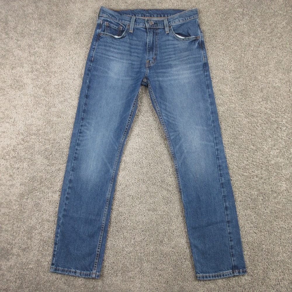 Levis Jeans Mens 30x30 Blue 513 Slim Straight Faded Whisker Faded Denim Pants